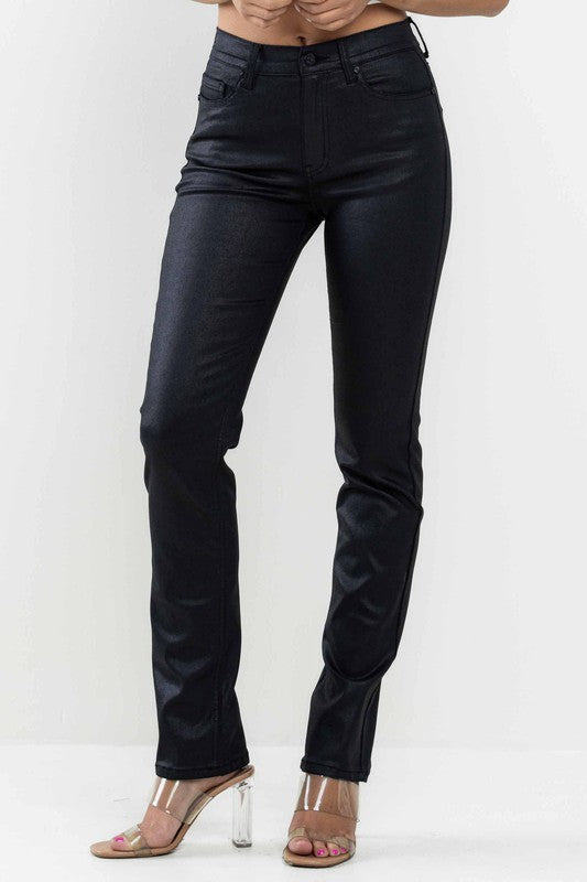 Straight fit coated jeans - Black