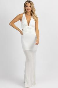White Slinky Cutout Maxi Dress