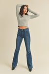 High Rise Skinny Flare Dark Denim Jeans
