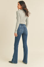High Rise Skinny Flare Dark Denim Jeans