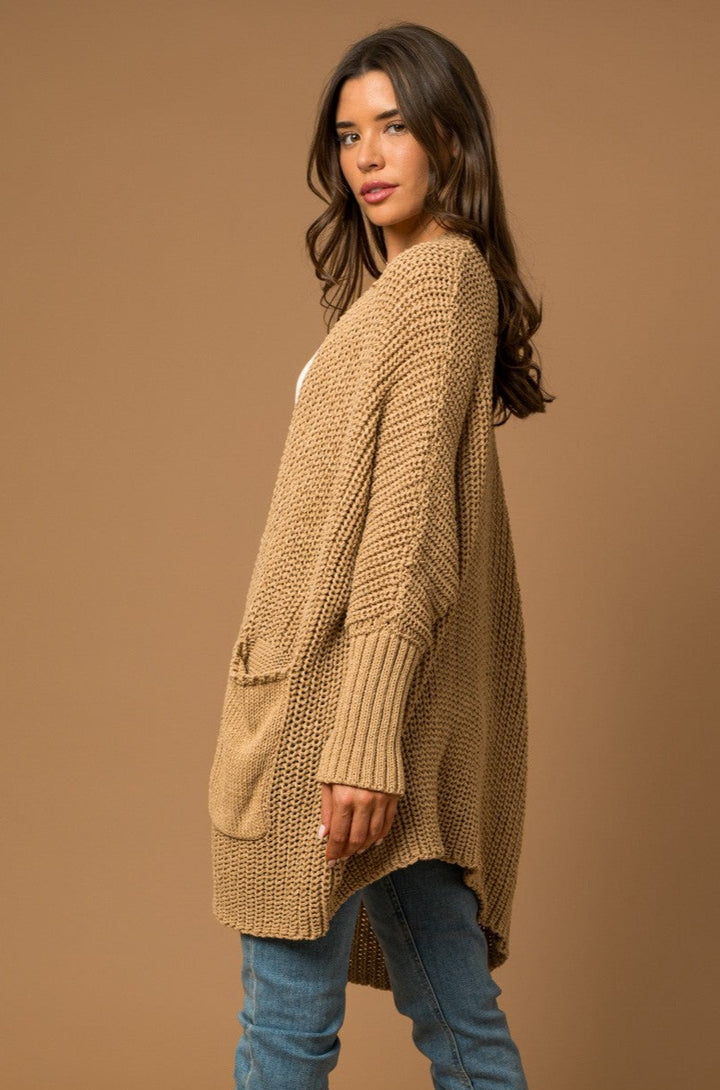 Taupe Slouchy Sweater Cardigan