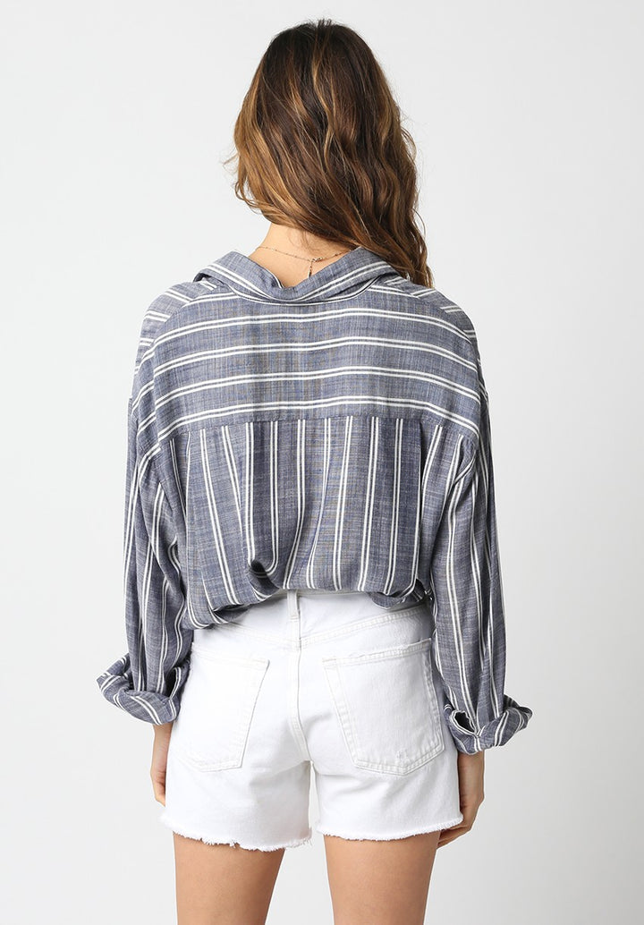 Blue and White Stripe Oversized Button Down