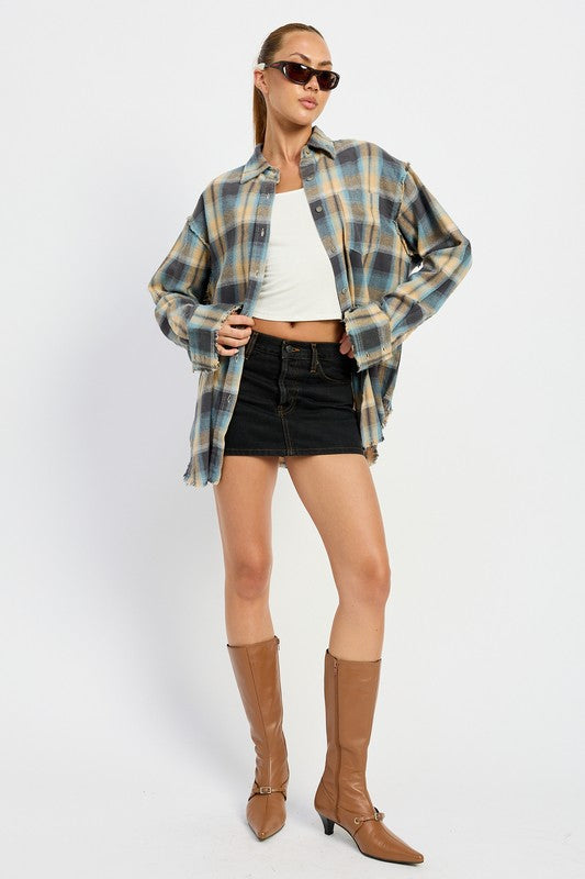 ACID WASH FLANNEL SHIRT