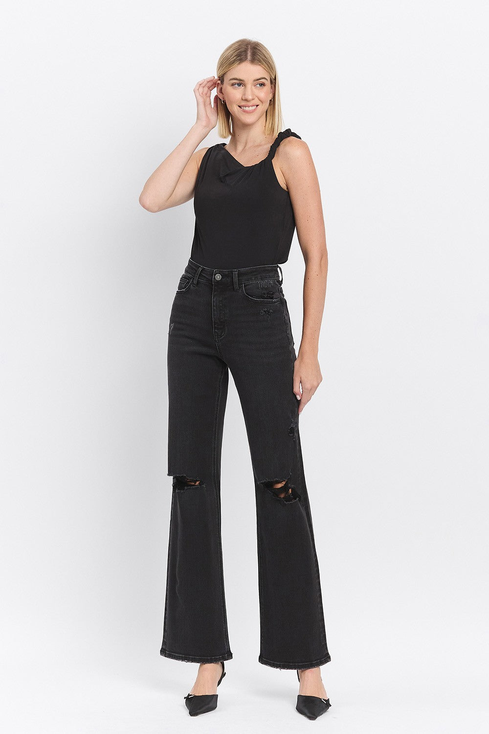 90'S VINTAGE SUPER HIGH RISE FLARE JEANS