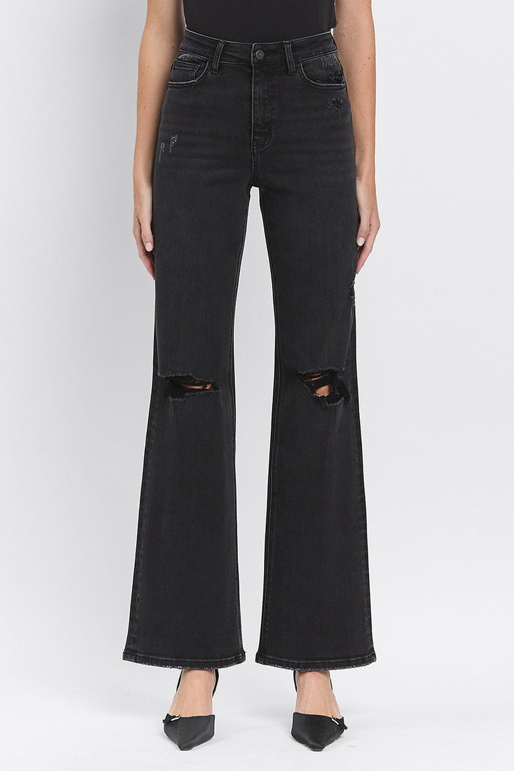 90'S VINTAGE SUPER HIGH RISE FLARE JEANS