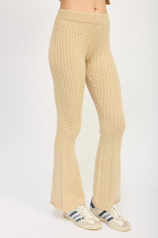 CABLE KNIT FLARED PANTS