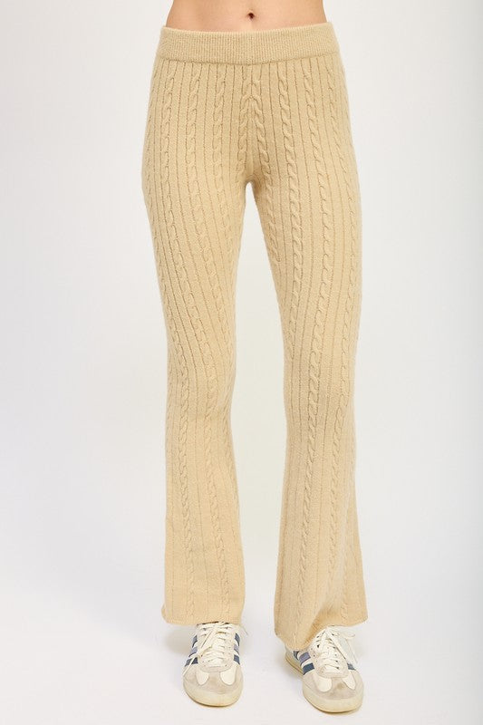 CABLE KNIT FLARED PANTS