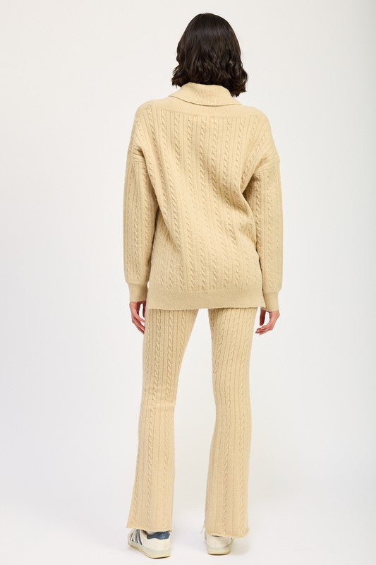 CABLE KNIT FLARED PANTS